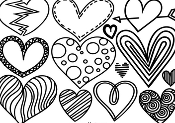 Vector Set Of Doodle Hearts - vector gratuit #421453 