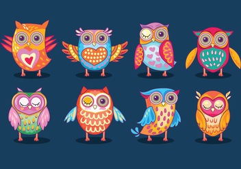 Funny Owls Birds or Buhos Full Color - vector gratuit #422063 