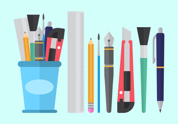 Free Pen Holder and Stationary Vectors - Free vector #422503