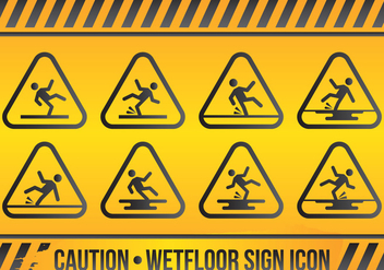 Wet Floor Sign Icon Set - бесплатный vector #425383