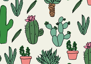 Cactus Doodles Pattern - Free vector #425823