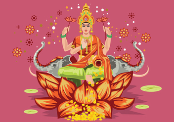 Pink Illustration of Goddess Lakshmi - Free vector #426203