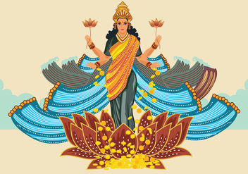 Blue Illustration of Goddess Lakshmi - бесплатный vector #426213