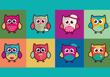 Colorful Cute Owls - vector #426303 gratis