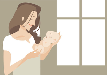 Young Beautiful Mom With Her Newborn Baby Vector - бесплатный vector #426423
