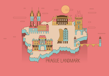 Prague Landmark Map Vector - бесплатный vector #427213