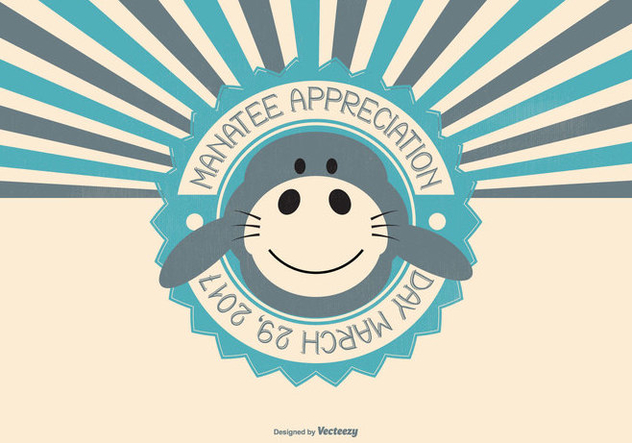 Cute Manatee Appreciation Day Illustration - бесплатный vector #427283