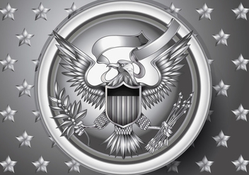 American Eagle Emblem with Silver Effect Vecto r - vector #428343 gratis