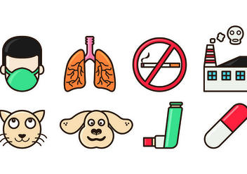 Set Of Asthma Icons - vector gratuit #428363 