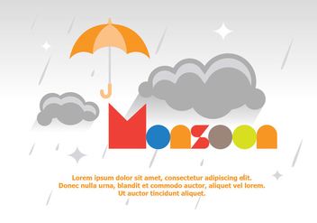 Bright Fun Monsoon Poster Vector - Kostenloses vector #428413