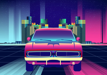Neon Nights Dodge Charger Car Vector - бесплатный vector #428573