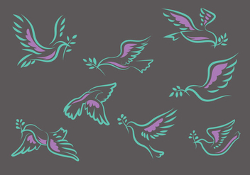 Flying Dove or Paloma Hand Drawn Set Vector Illustration - Kostenloses vector #428593