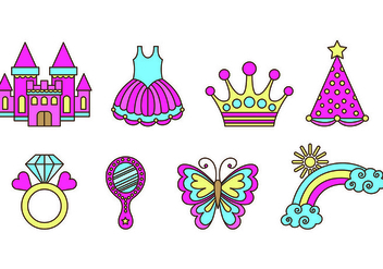 Set Of Princesa Icons - vector #429073 gratis