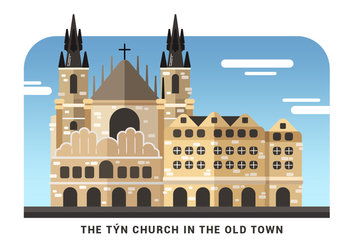 Prague Landmark Tyn Church Vector Illustration - бесплатный vector #429123