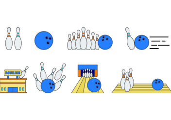 Set Of Bowling Icons - vector #429153 gratis