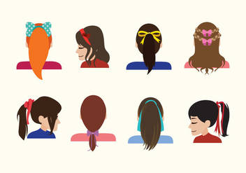 Girls with Hair Ribbon Vectors - бесплатный vector #429313