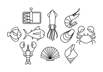 Free Seafood Line Icon Vector - Kostenloses vector #429393