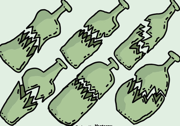 Hand Drawn Broken Bottle Vector Icons Set - vector gratuit #429493 
