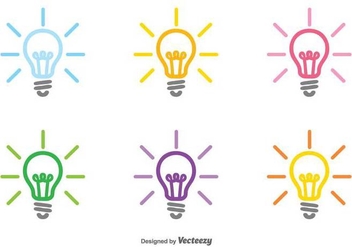 Vector Set Of Colorful Bulb Icon - Free vector #429853
