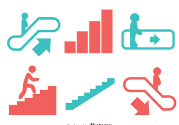Escalator And Stair Icons Vector - vector gratuit #430033 