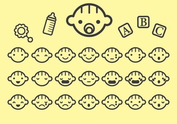 Various Baby Face Icon Vectors - Free vector #430323