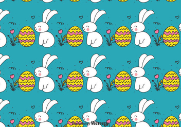 Doodle Easter Bunny And Egg Pattern - Kostenloses vector #430383