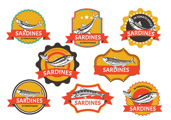 Set of Sardines label - vector gratuit #431293 