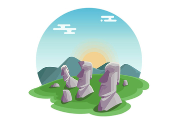 Statues Of Easter Island Vector - vector #431583 gratis