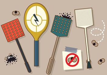 Pack of Fly Swatter Vectors - Free vector #431593