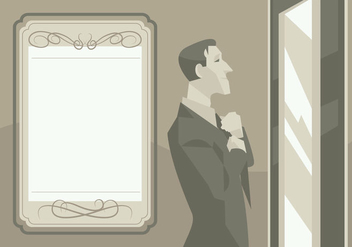 A Groom In Front of a Mirror Vector - Free vector #431643