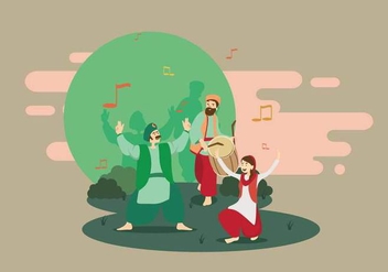 Free Male And Female Bhangra Dancers Illustration - vector gratuit #432033 
