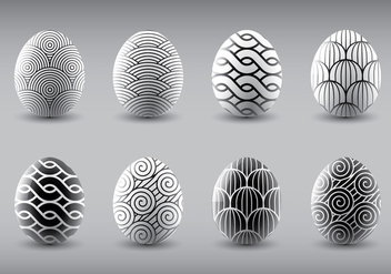Trendy Black and White Easter Eggs Vectors - Free vector #432173