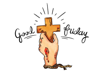 Holy Cross Of Jesus Passion With Lettering To Good Friday Holiday. - vector #432213 gratis
