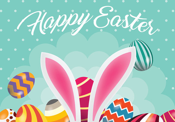 Easter Egg and Bunny Ear Vector Background - Free vector #432413