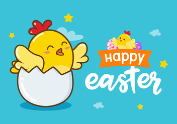 Happy Easter Chick Vector Background - vector #432433 gratis