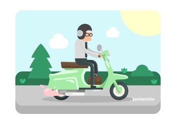 Mint Green Lambretta with Rider Illustration - Kostenloses vector #432473