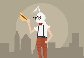 Hipster Man With Rabbit Costume Vector - vector gratuit #432543 