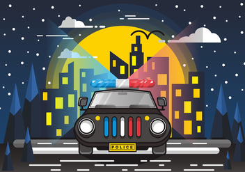Bright Police Lights in the City Vector Design - Free vector #432603