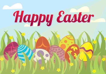 Easter Egg Hunt in the Grass Background Vector - Free vector #432643