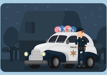 Police Car and Policeman Illustration - Free vector #433263