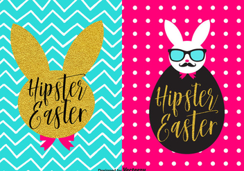 Trendy Bunny Hipster Easter Vector Poster Set - Kostenloses vector #433453