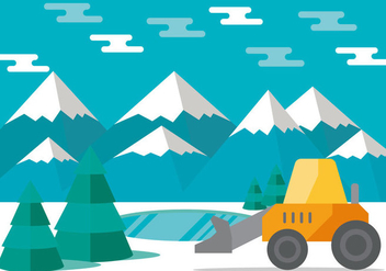 Snow Plow in the Mountains Vector - Free vector #433463