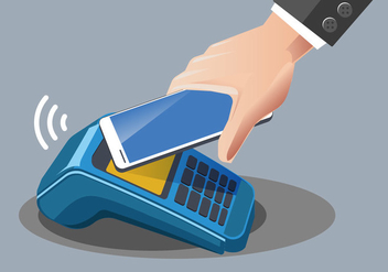 Man Paying with NFC Technology on Mobile Phone - бесплатный vector #433543