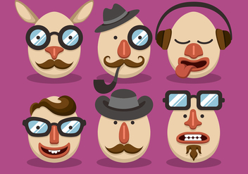 Man Hipster Easter Vector Set - Free vector #433643