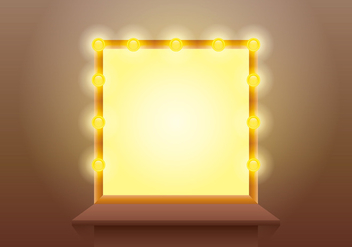 Lighted Mirror with Wooden Table Vector - Free vector #433983