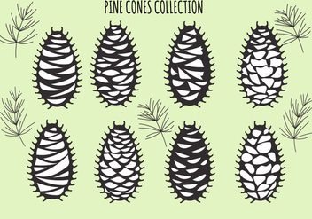 Vector set with pine cones isolated on green - бесплатный vector #434113