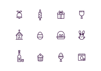 Easter Icons in Outline Style - vector #434123 gratis