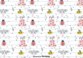 Children's Drawing Insects Pattern - бесплатный vector #434253