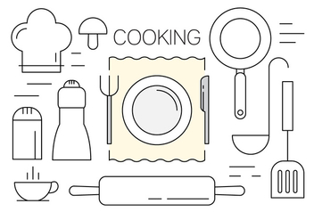 Vectors of Cooking Utensils in Minimal Design Style - vector gratuit #434603 