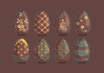 Vintage Chocolate Easter Eggs with Flowers Vectors - бесплатный vector #434973
